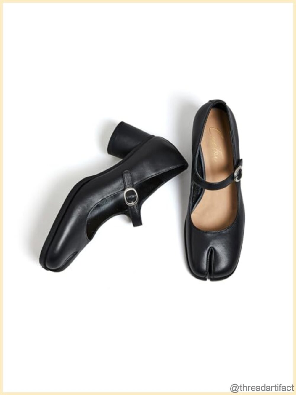 Women Chunky Block Heel Mary Janes Split Toe Adjustable Ankle Strap Pumps